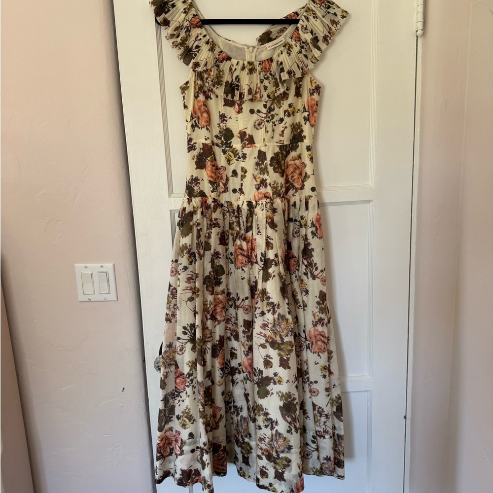 Ulla Johnson Coretta Cream and Pink Floral Maxi Dress, NWT, Size 4